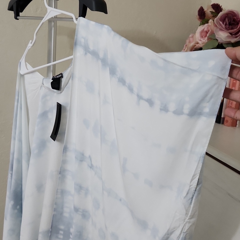 Steve Madden Cover Up Kimono Dusty Blue tie Die Lagenlook Coastal Vacation - Picture 5 of 7
